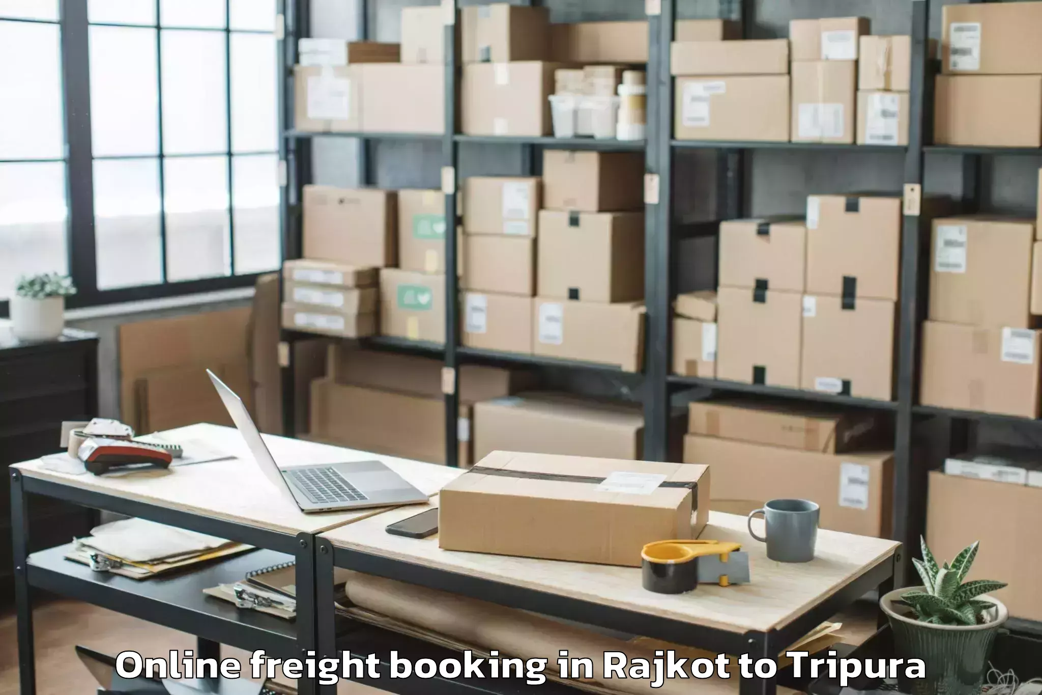 Efficient Rajkot to Teliamura Online Freight Booking